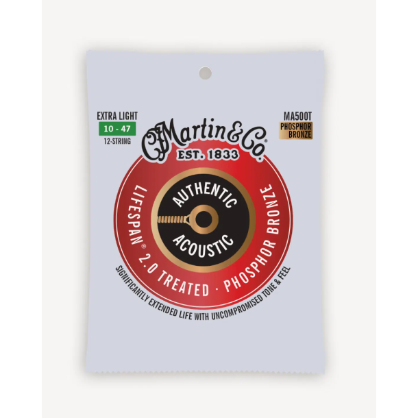 C.F. Martin MA500T Authentic Acoustic Lifespan� 2.0 12-String Extra Light (.010 - .047) 92/8 Phosphor Bronze